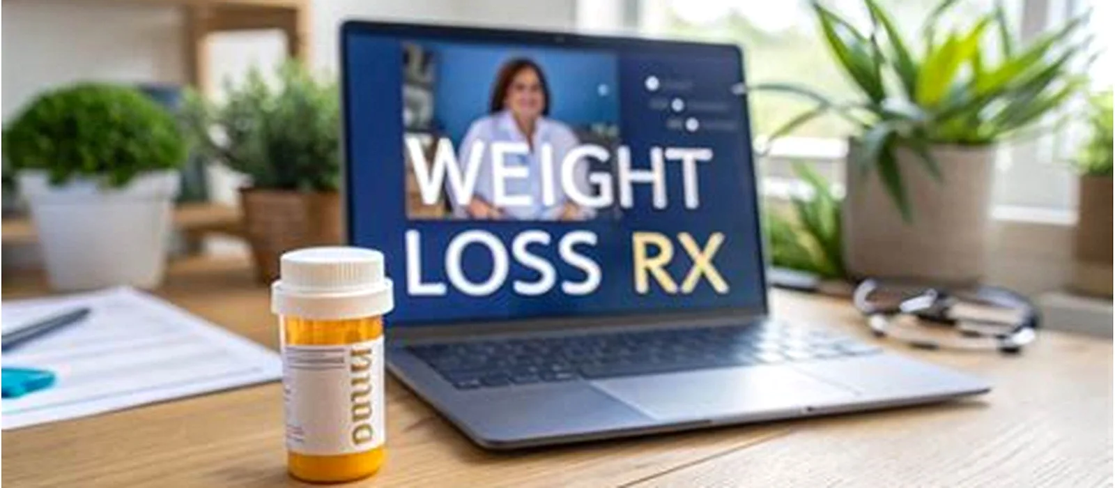 Online telehealth GLP-1 prescription on tablet computer